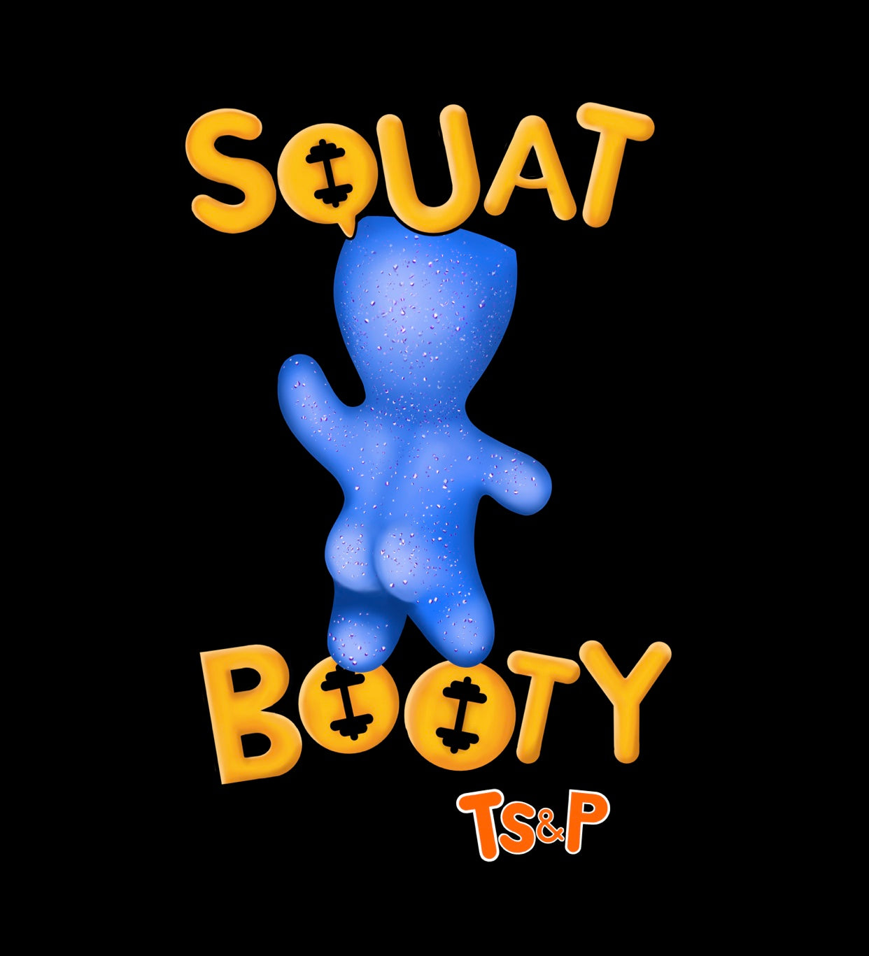 Squat Booty Grey Short Sleeve T-Shirt