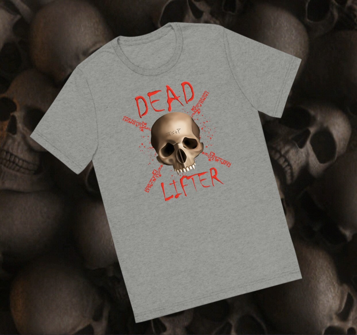Skull Deadlifter Grey Short Sleeve T-Shirt